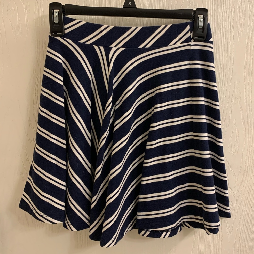 Blue and white striped skirt